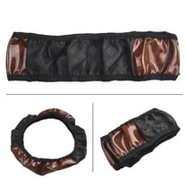 Wood Grain Faux Leather Car Steering Wheel Cover 14.5-15.5 Inch Diameter Anti-Slip Dustproof Steering Wheel Cover Trim