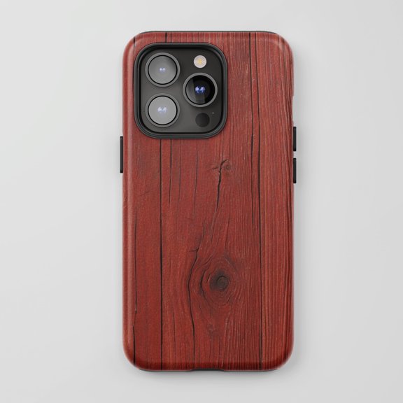Wood Grain For All iPhone Series Protective Phone Case Rustic Red