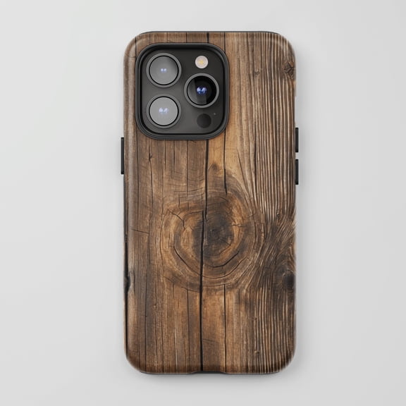 Wood Grain For All iPhone Series Protective Phone Case Rustic Style Brown
