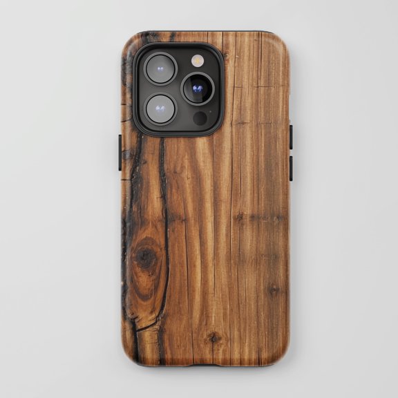 Wood Grain For All iPhone Series Tough Phone Case Natural Design Brown Finish