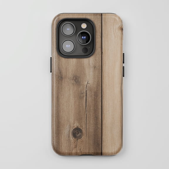 Wood Grain For All iPhone Series Tough Phone Case Natural Look Light Brown
