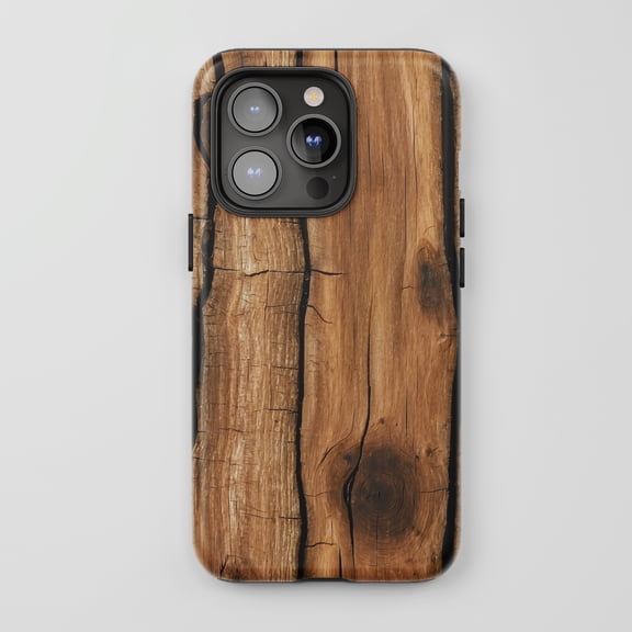 Wood Grain For All iPhone Series Tough Phone Case Rustic Brown