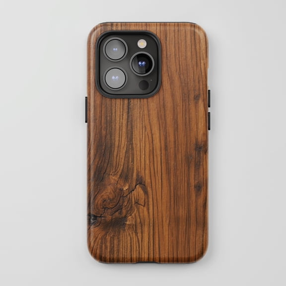 Wood Grain For All iPhone Series Tough Phone Case Rustic Style Dark Brown