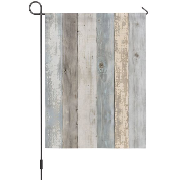 Wood Grain Garden Flags For Outdoor, Rustic Slate Gray Wooden Striped Rustic Farmhouse Small Double Side Yard Flags Weather Proof Garden Decor for Lawn Outside Holiday 12 x 18 Inches