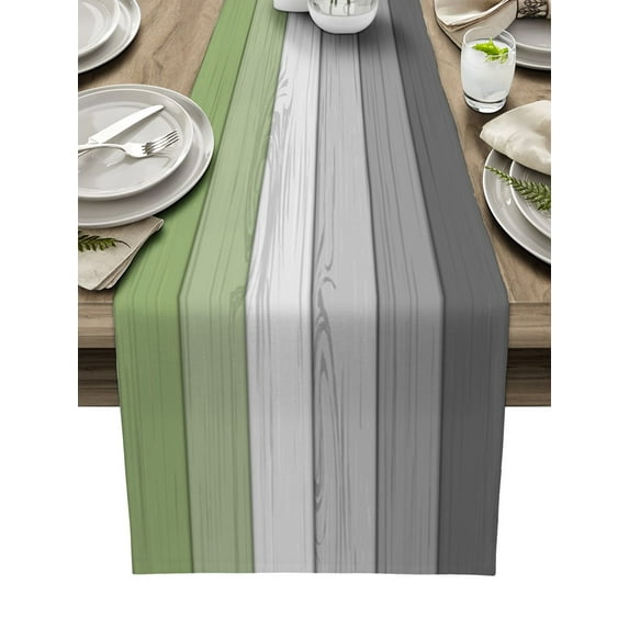 Wood Grain Grey Gradient Table Runner Home Wedding Table Flag Mat Table Centerpieces Decoration Party Dining Long Tablecloth