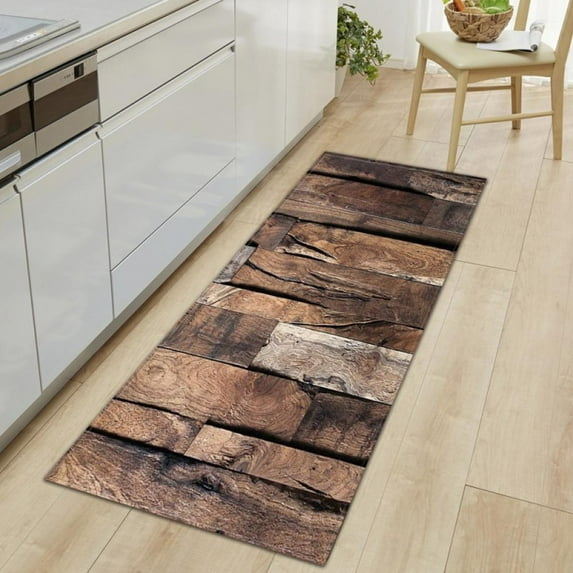 Wood Grain Household Runner Area Rug Bathroom Mat Kitchen Rug Non-Slip Decorative Floor Carpet Wooden Rustic Entryway Hallway Runner