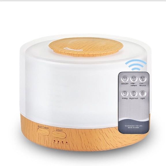 Wood Grain Humidifier Diffuser, Remote Control, 7-Color Light & Timer