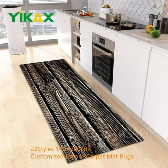 Wood Grain Kitchen Rugs Bedroom Entrance Doormat Anti-Slip Living Room Floor Decor Carpet Home Bath Hallway Foot Custom Made Mat