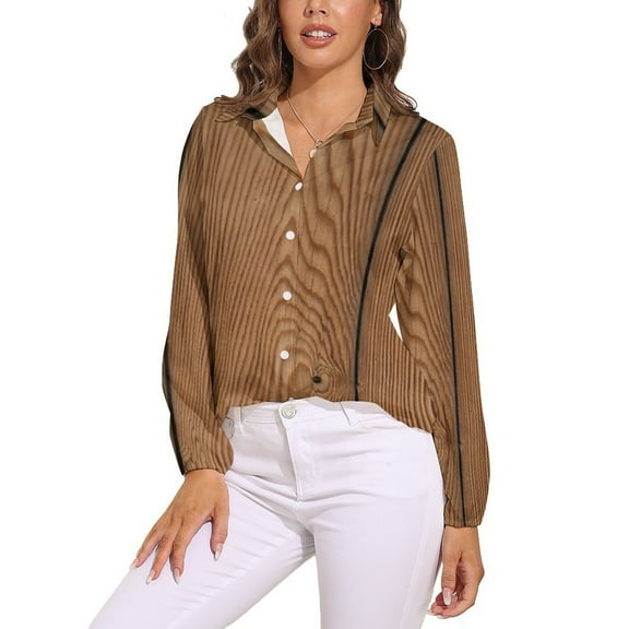 Wood Grain Long Sleeve Blouse Woman Streetwear Casual Shirts Summer Oversize Woman Streetwear Clothing Birthday Present