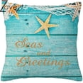 thumbnail image 1 of Wood Grain Marine Anchor Cyan Linen Pillowcase Sofa Cushion Cover Home Decoration Hawaii Beach, 1 of 5