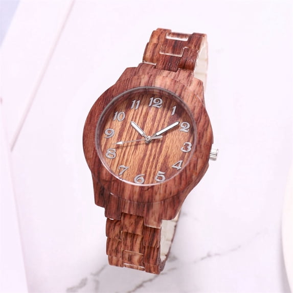 Wood Grain Men's Watch, ZzCityTK High-End Fashion Quartz Watch with Round Dial, Digital Wooden Wristwatch for Gifts Lovers Stylish Accessory
