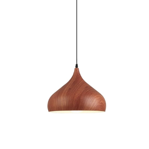 Wood Grain Metal Pendant Lighting for Kitchen Island, Modern Nordic Style Ceiling Pendant Light Fixture for Dining Room, Minimalism Simple Hanging Lamp, Single Chandelier for Bar Counter