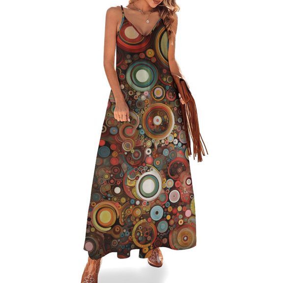 Wood Grain Particles Design Sleeveless Dress Woman Fashion Long Dresses Women's Summer Suit Dress 2025