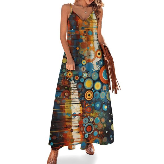 Wood Grain Particles Sleeveless Dress Woman Fashion Long Dresses Women's Summer Suit Dress Summer 2025 Women