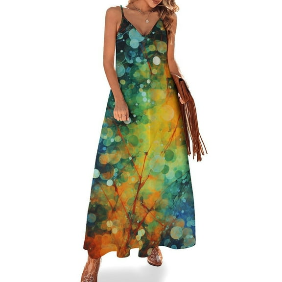 Wood Grain Particles Sleeveless Dress Woman Fashion Long Dresses Women's Summer Suit Dress Summer 2025 Women