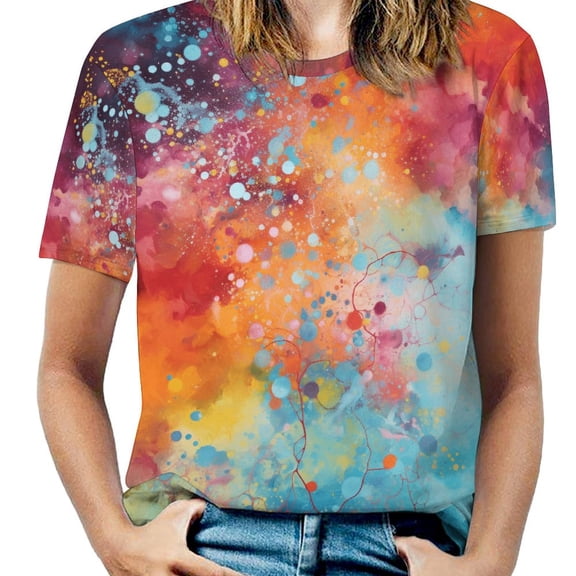 Wood Grain Particles Women's T-Shirt Short Sleeve T Shirts Tops Tee Ladies Loose T