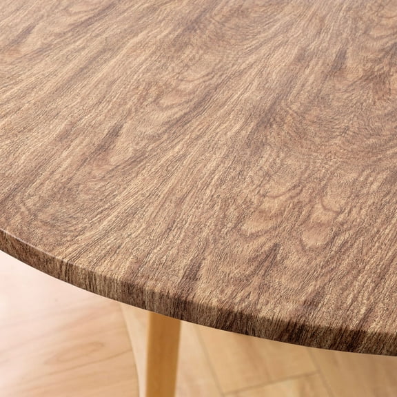 Wood - Grain Pattern Round Tablecloth - Waterproof, Elastic Edge, Easy to Clean
