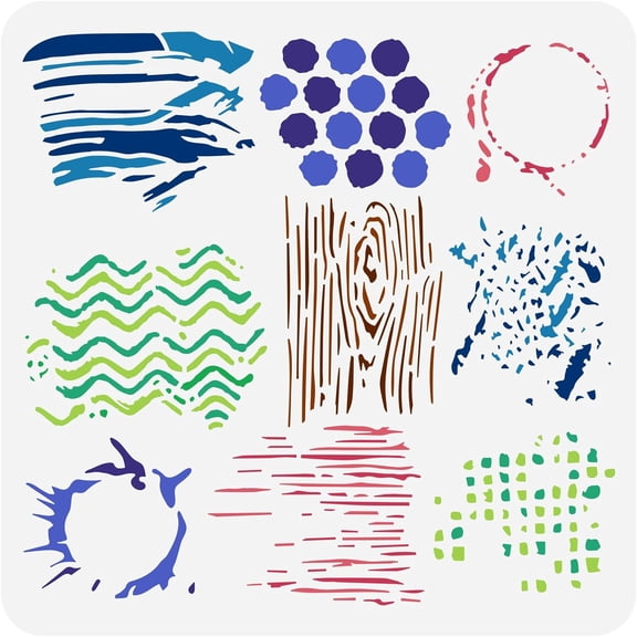 Wood Grain Pattern Stencil 11.8x1.8inch Reusable Honeycomb Stain Splatter Painting Template 9 Style Mixed Media Pattern Designs Decoration Stencil for Painting on Wood Wall Furniture Mixed Color