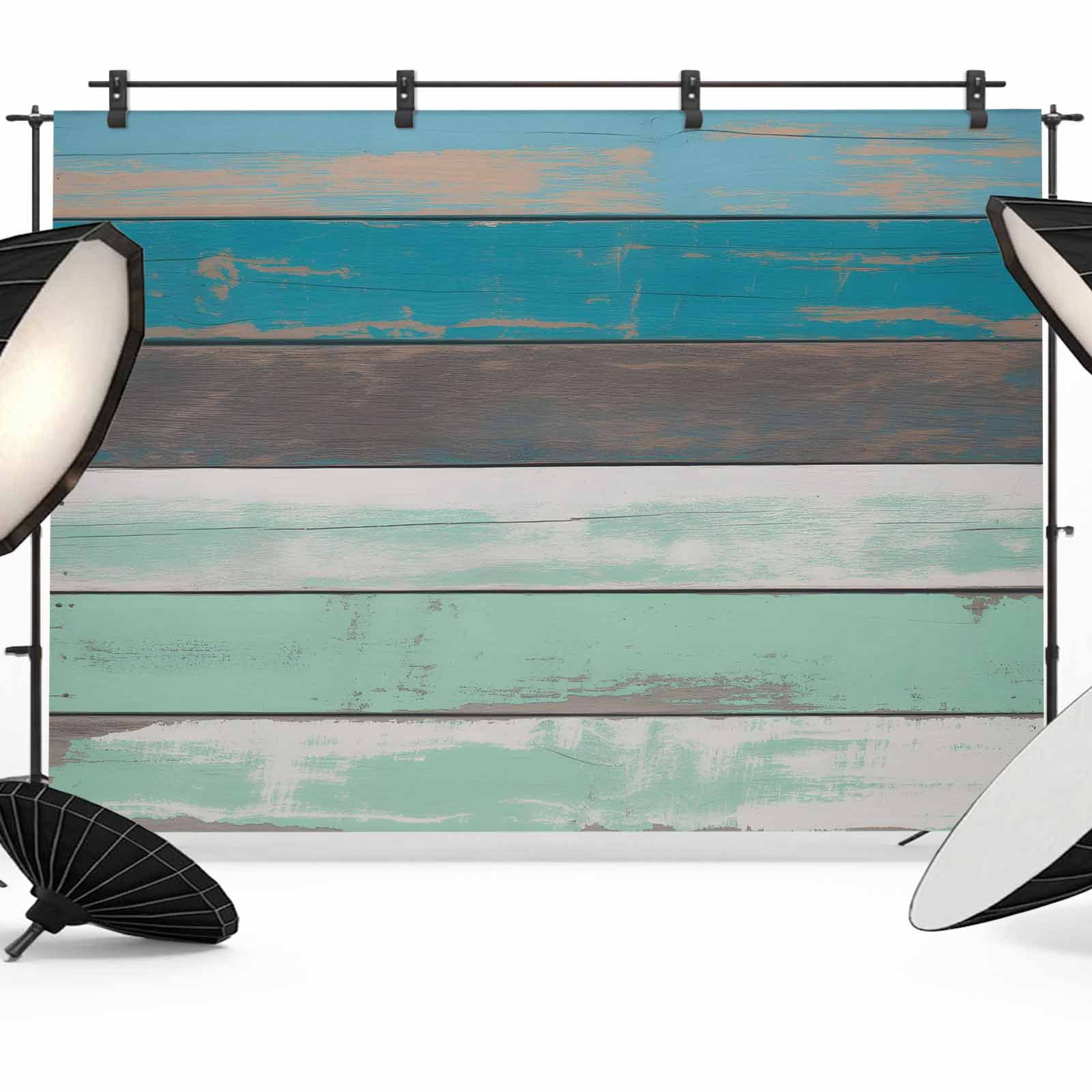 Wood Grain Photography Backdrop 7x5FT, Green Navy White Striped Vintage ...