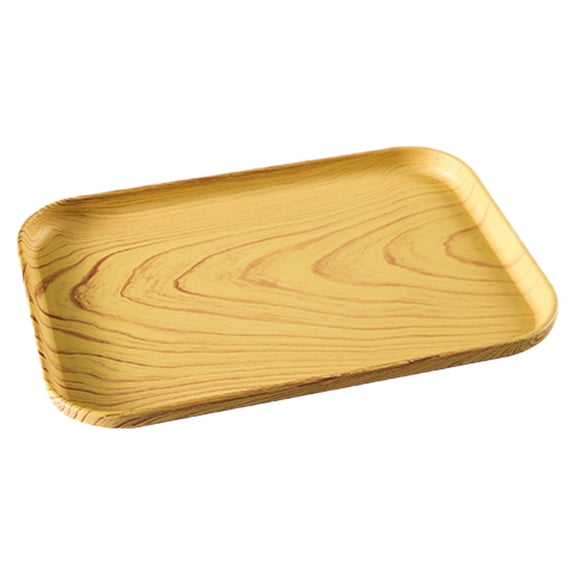 Wood Grain Plastic Serving Platters and Trays,Serving Dishes for Entertaining,Stackable Tray,Rectangular Serving Tray,Appetizer Serving Trays for Snack,Charcuterie,Chips,Candy,(Brown S,9.44x6.69 in)