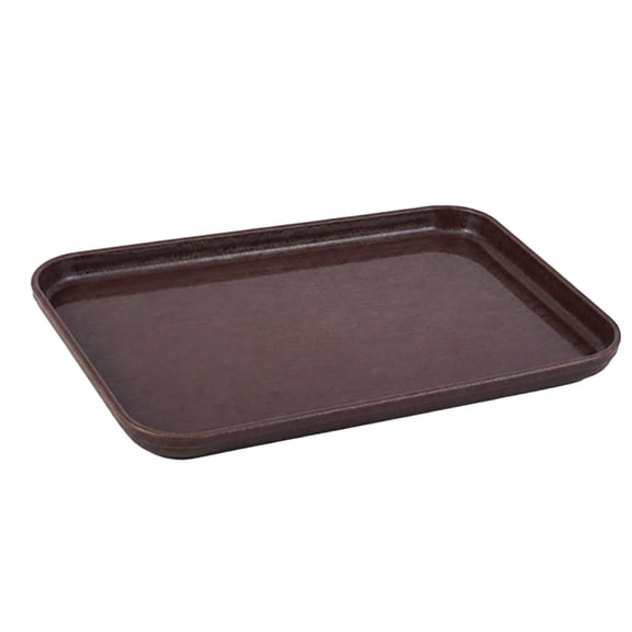Wood Grain Plastic Serving Tray with Raised Edge, Stackable, Easy Clean for Tea Coffee Drinks Home Kitchen Hotel