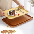 thumbnail image 1 of Wood Grain Plastic Serving Tray with Raised Edges, Rectangular Tea & Cup Tray for Snacks, Fruit, Breakfast and Dinner, 1 of 2