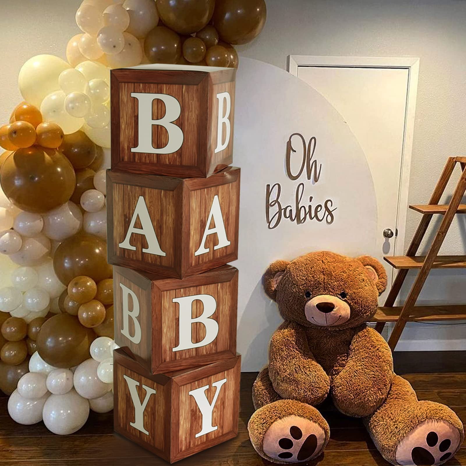 Wood Grain Printing Baby Shower Display Boxes Party Decorations ...
