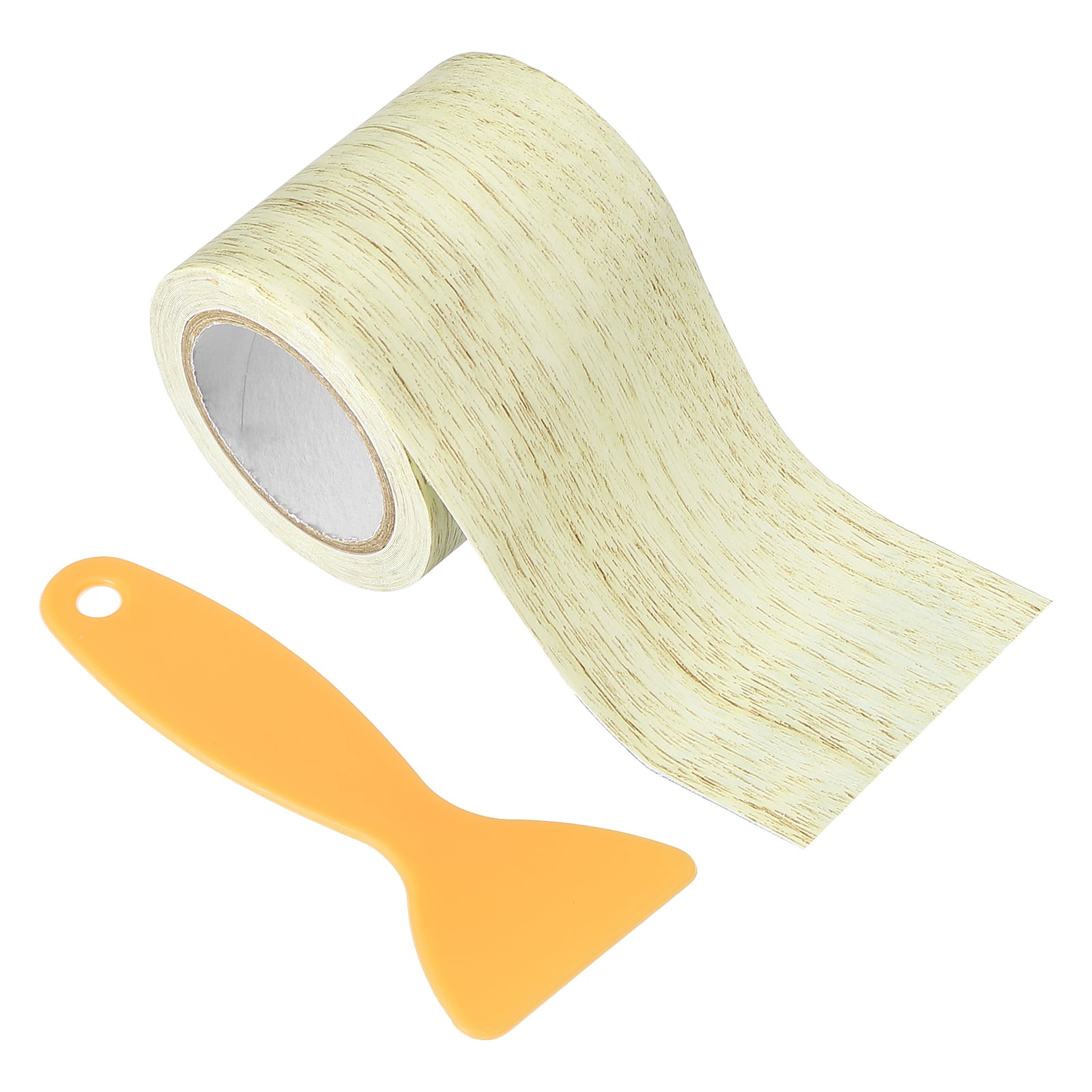 Uxcell Wood Grain Repair Tape 2.2" x 14.99' Self Adhesive Realistic Textured Repair Tape Patch with Scraper Grey Oak