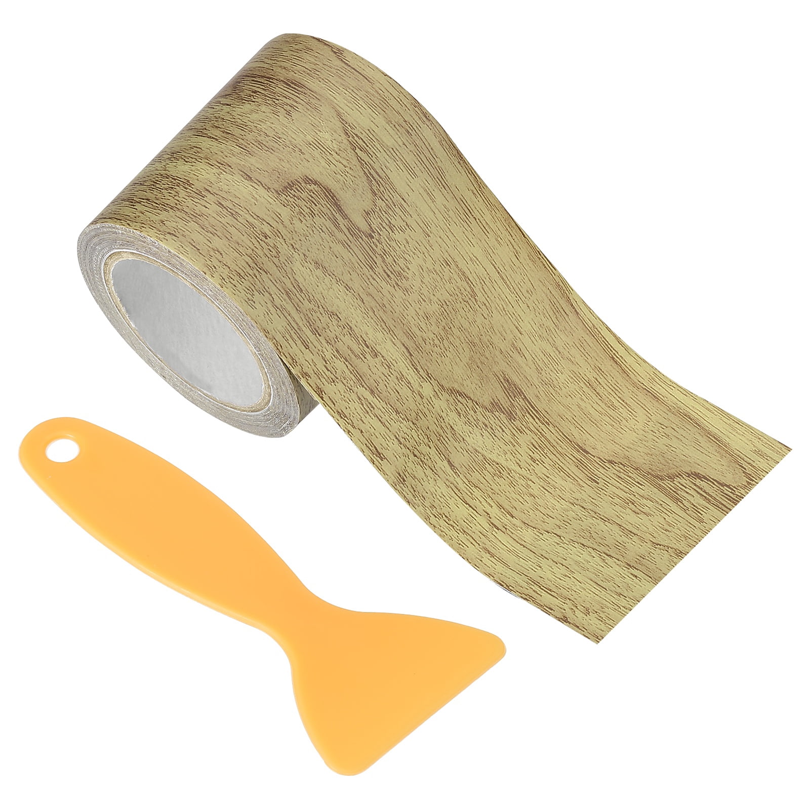 Uxcell Wood Grain Repair Tape 2.2" x 14.99' Self Adhesive Realistic Textured Repair Tape Patch with Scraper Brown Oak