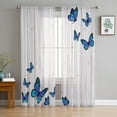 thumbnail image 1 of Wood Grain Retro Blue Butterfly Tulle Voile Curtains For Bedroom Window Curtain For Living Room Sheer Curtains Organza Drapes, 1 of 7