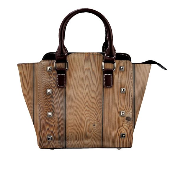 Wood Grain Rivet Fashion One-Shoulder Women's Handbag Tote Bag