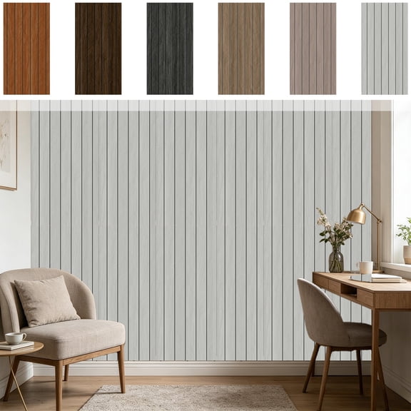 Wood Grain Self Adhesive Wall Stickers, Easy Peel and Stick Decorative Wall Panels, Waterproof Durable Panels for Headboard TV Background Indoor Home Wall Renovation Upgrade, White