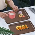 thumbnail image 1 of Wood Grain Serving Tray, TOUMENY Food Grade PVC Fruit Platter Tray, Non- Easy Clean Rectangular Kitchen Tray for Tea Cup Dessert Snack Party Home, 1 of 6