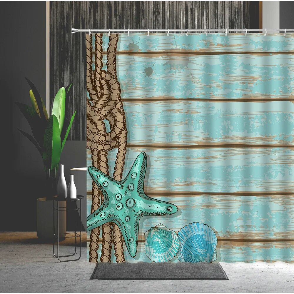 Wood Grain Shower Curtain Set Creativity Musical Note Pattern Bathtub