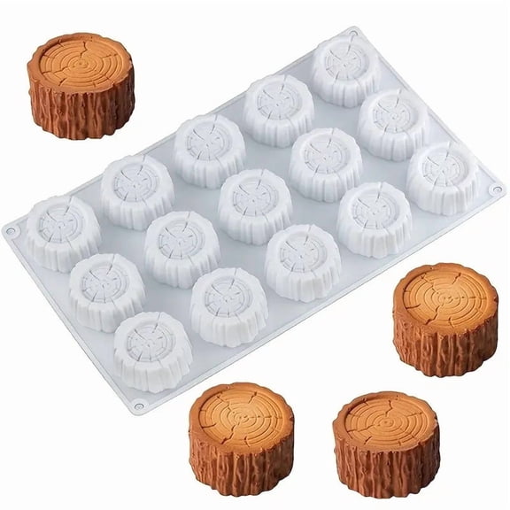 Wood Grain Silicone Cake Mold - Tree Ring and Log Slice Baking Mold for Christmas and Halloween Desserts