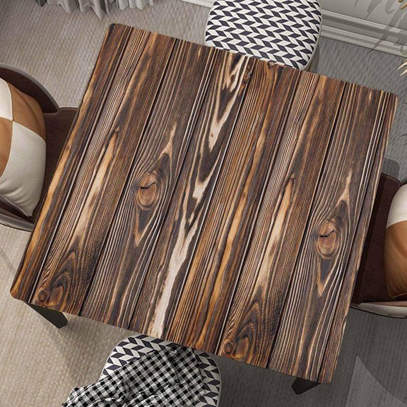 Wood Grain Square Table Cloth Fitted Tablecloth with Elastic Edge Hardwood Tablecloths Waterproof Cloths for Home Dining Garden Party Farmhouse Decor, Fit for 36"x36" Tables, Style-1