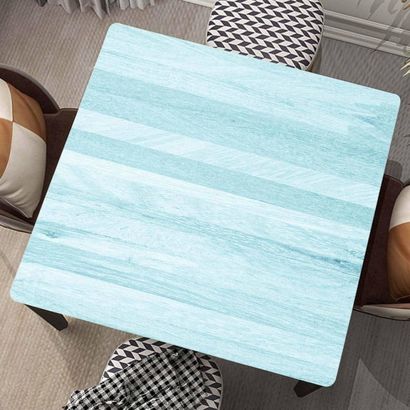 Wood Grain Square Table Cloth Fitted Tablecloth with Elastic Edge Light Blue Tablecloths Waterproof Cloths for Home Dining Garden Party Farmhouse Decor, Fit for 36"x36" Tables, Style-13