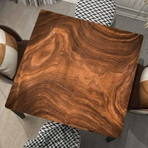 Wood Grain Square Tablecloth Fitted Table Cover with Elastic Edge Walnut Wooden Cloth Washable Tablecloths Wipe Clean for Indoor Outdoor Home Farmhouse, Fit for 32"x32" Tables, Style-1