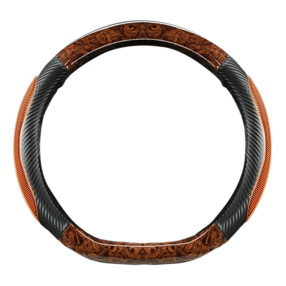 Wood Grain Steering Cover, Luxurious and Elegant Car Interior for Men Women, D Shape Grip