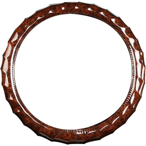 Wood Grain Steering Wheel Cover, 38CM 15 Inch Steering Wheel Protector Breathable Non-Slip Universal Steering Wheel Cover for Truck, SUV, Cars, Coffee Color