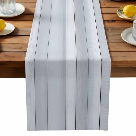 Wood Grain Table Runner, Light Blue Wood Texture Simple Style Country Kitchen Table Runners Dress Scarves for Table Decorations Party/Restaurant/Indoor Outdoor Use, 13x72in