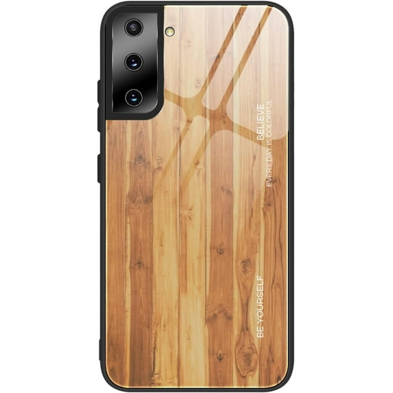 Wood Grain Tempered Glass Ultra Thin Phone Case for Samsung Galaxy S20 Ultra Plus FE, Featured Back Cover(M03,S20 FE)