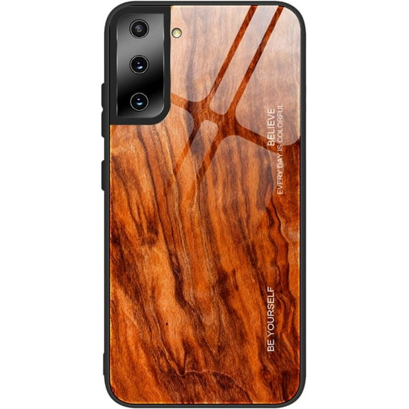 Wood Grain Tempered Glass Ultra Thin Phone Case for Samsung Galaxy S22 Ultra Plus, Featured Back Cover(M06,S22 Ultra)