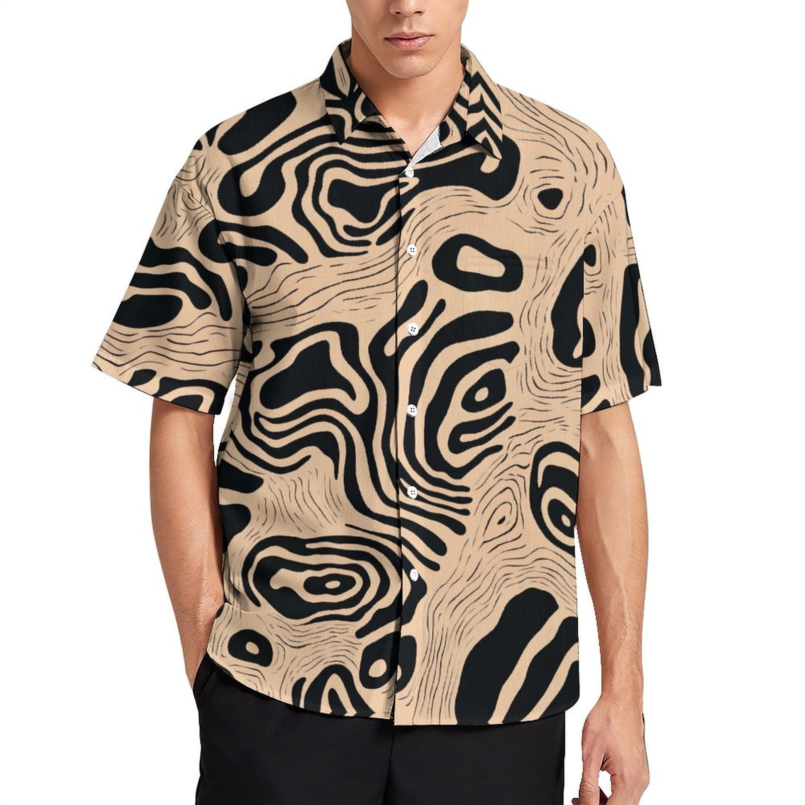 Timber Pattern Shirts Wood Grain Texture Men's Shirt Short Sleeves Printed Button Down Summer ...