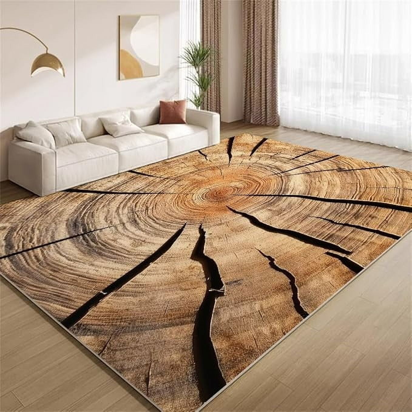 Wood Grain Tree Stump Area Rug, Brown Wood Grain Annual Rings Rugs ...