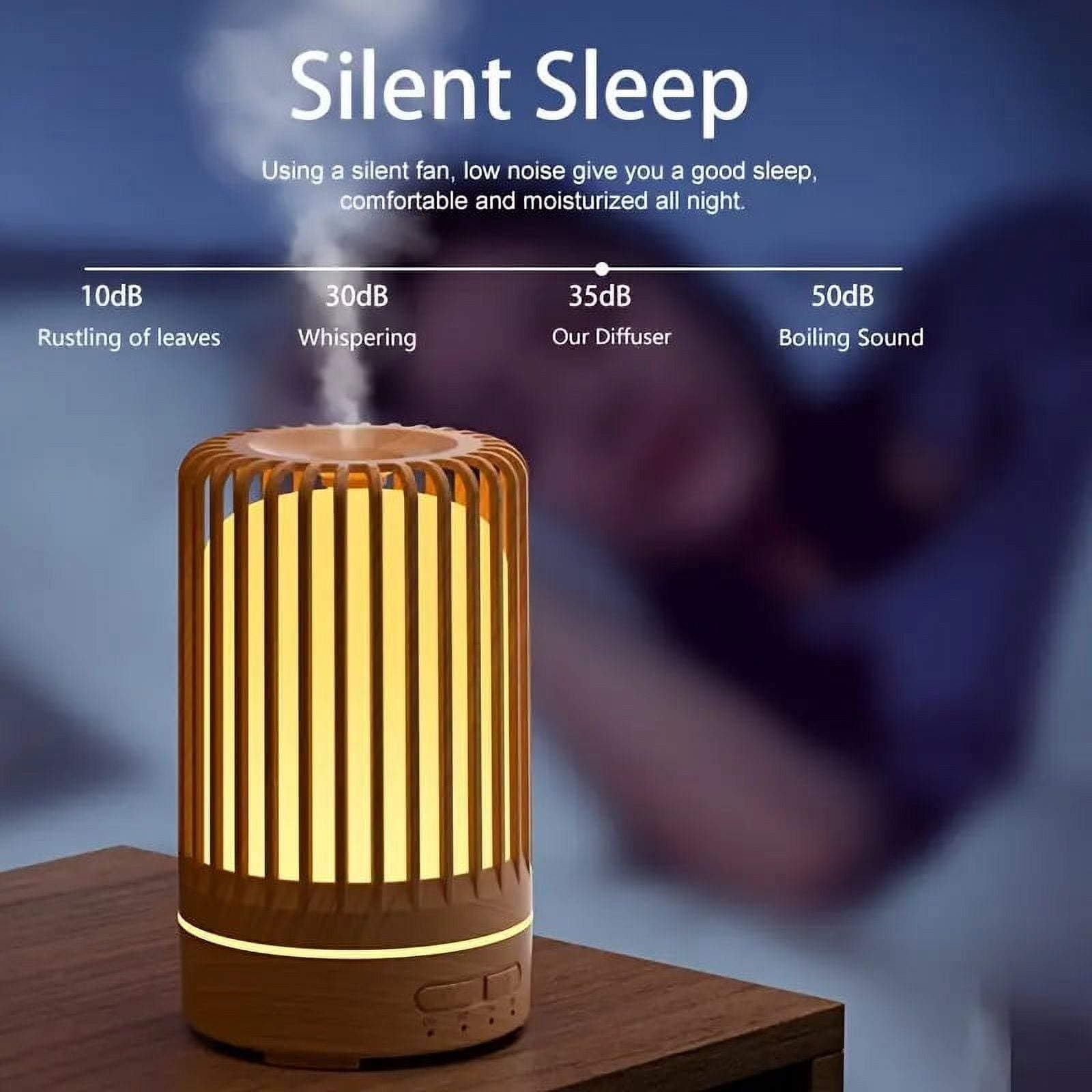 Wood Grain Ultrasonic Essential Oil Diffuser with Night Light Cool Mist ...