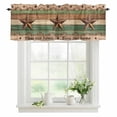 thumbnail image 1 of Wood Grain Valances for Windows, Rod Pocket Kitchen Valance Curtains - Soft & Washable Small Window Treatment for Living Room, Bathroom, Green Farmhouses Barn Star Berry 54x18inch, 1 Panel, 1 of 9
