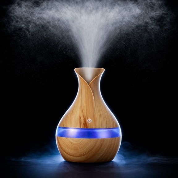 Wood Grain Vase Aroma Humidifier Large Mist Diffuser Silent Air Humidifier Decorative Vase Style Aroma Diffuser Home Bedroom Office Desk Air Moisturizer Relaxing Decor