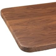 Wood Grain Vinyl Elasticized Banquet Table Cover, Soft Fleece Back, Indoor Décor - Measures 36" Square, Oak