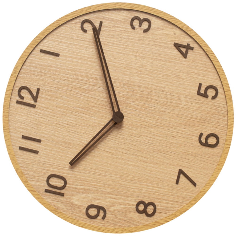 Wood Grain Wall Clock Large Decorative Mounted Clocks Light Luxury